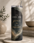 Protect Your Peace Tumbler — A calm, dark marble-inspired design featuring a reminder to protect your peace